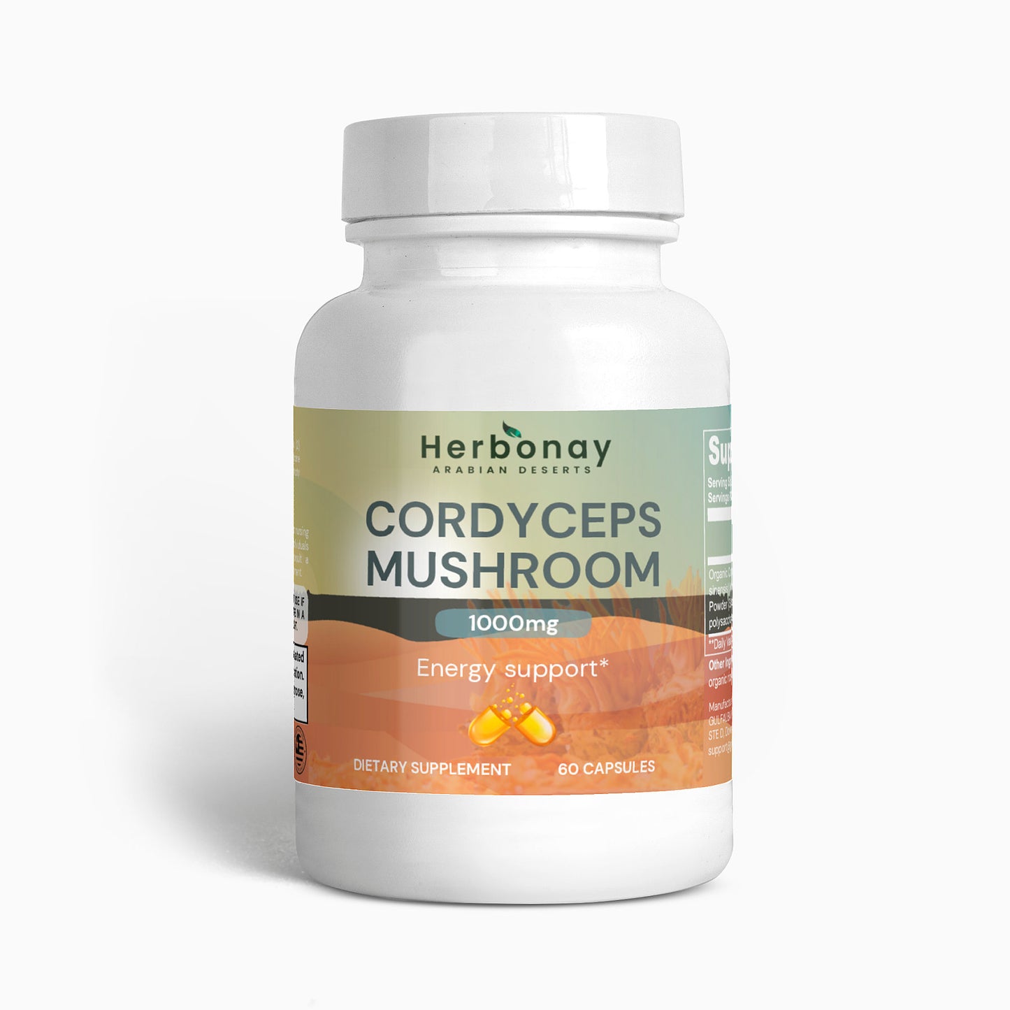 Herbonay Cordyceps Mushroom 1000mg (60 Capsules)