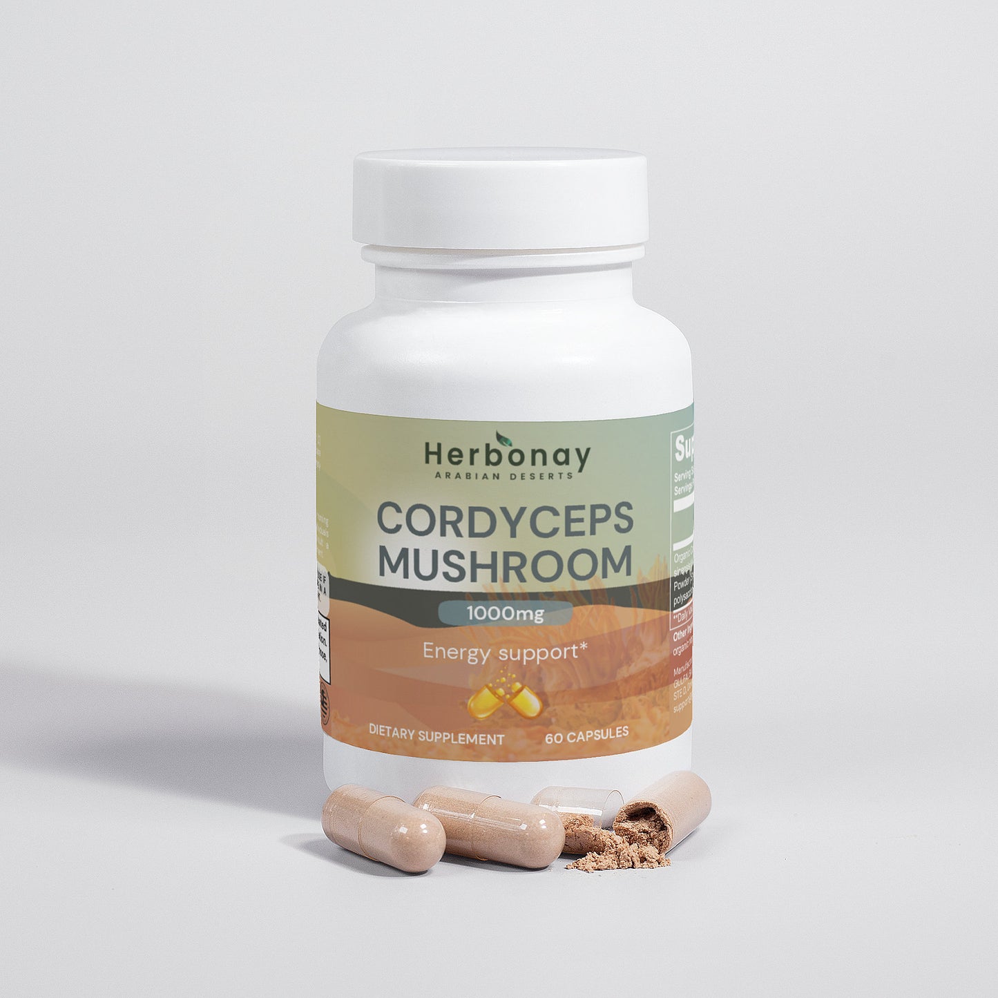 Herbonay Cordyceps Mushroom 1000mg (60 Capsules)