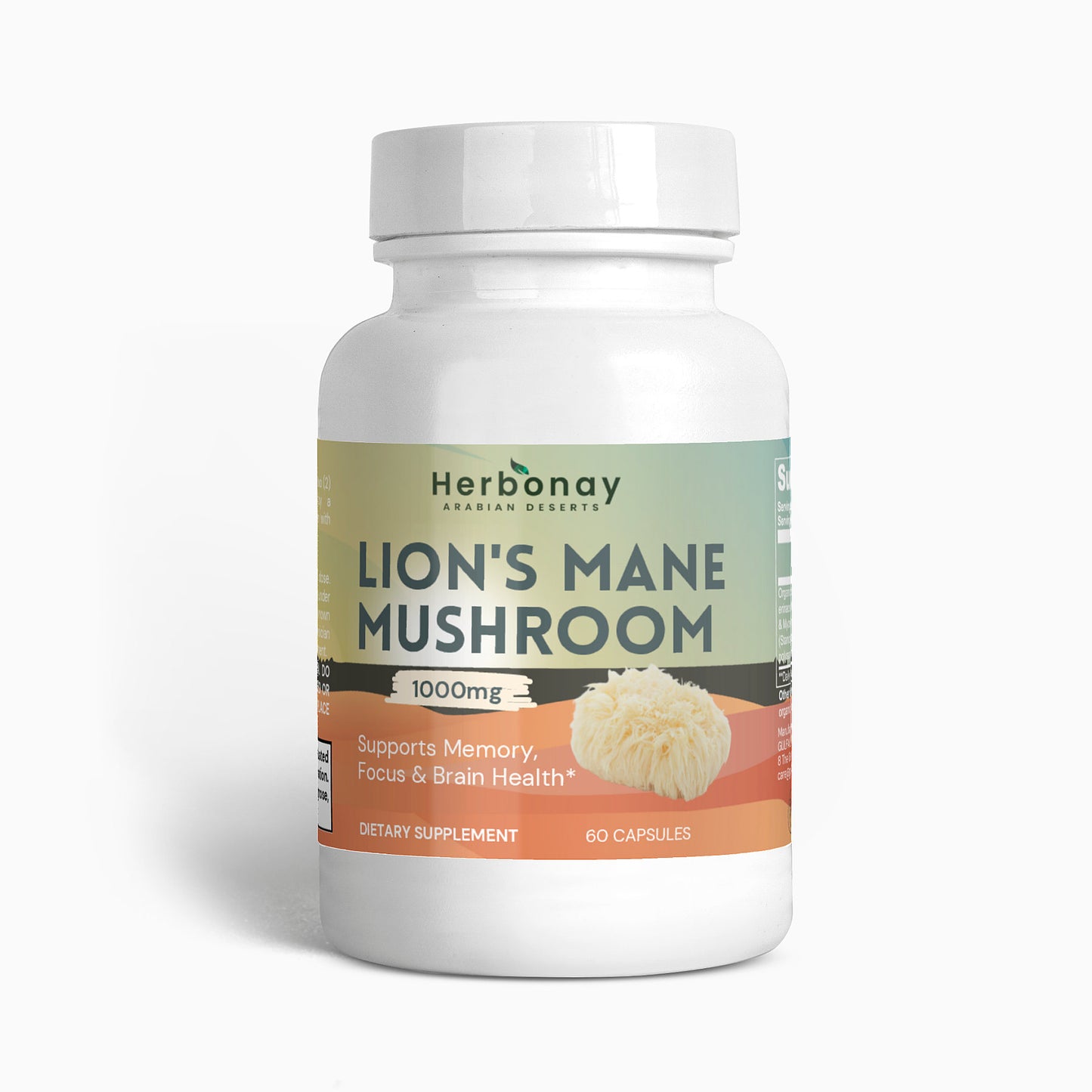 Herbonay Lion's Mane Mushroom 1000mg (60 Capsules)