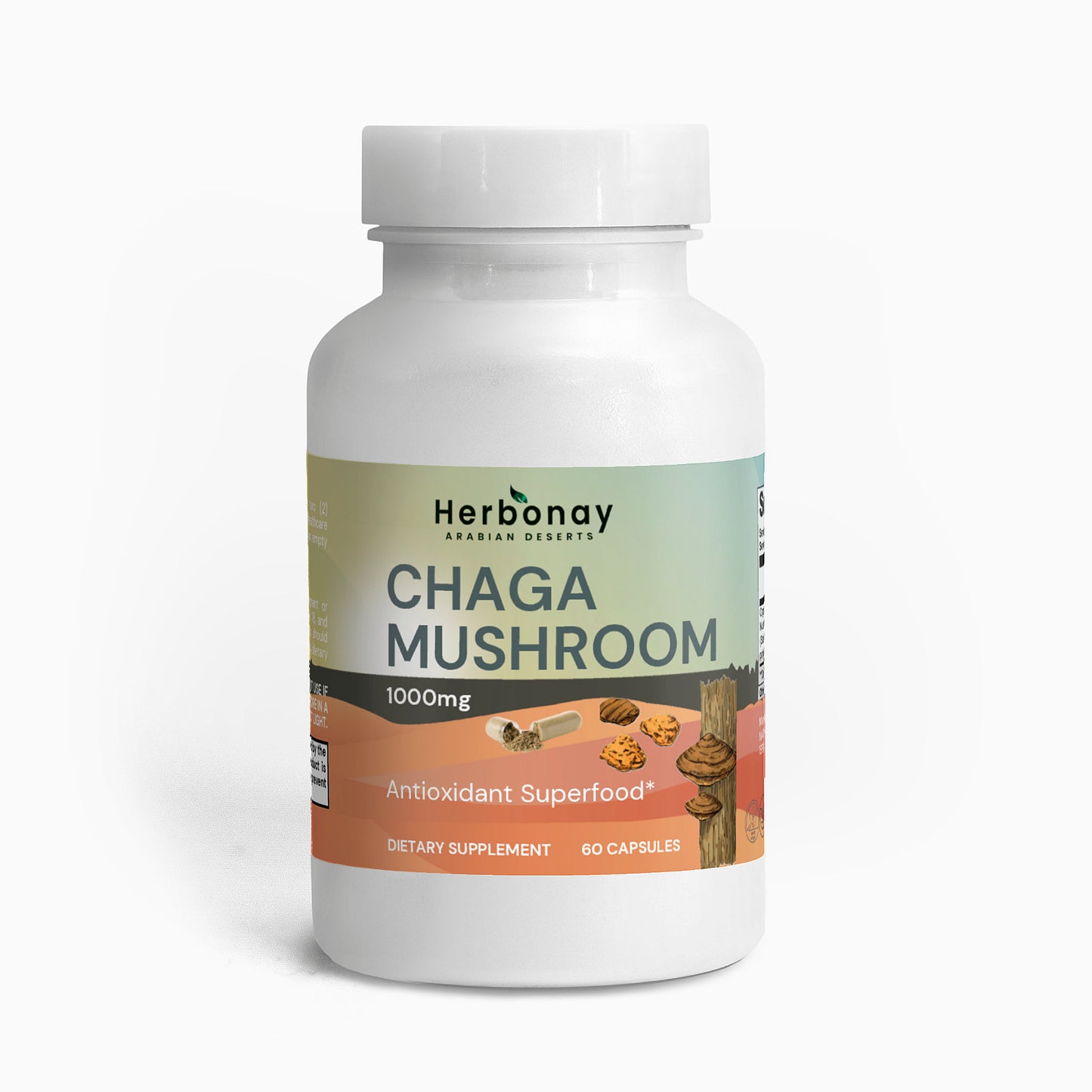 Herbonay Chaga Mushroom 1000mg (60 Veg Capsules)