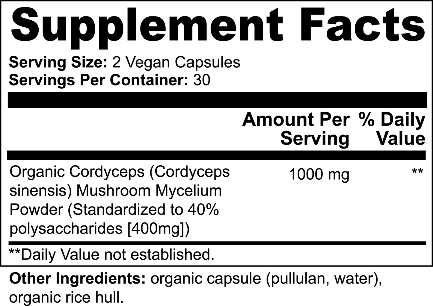 Herbonay Cordyceps Mushroom 1000mg (60 Capsules)