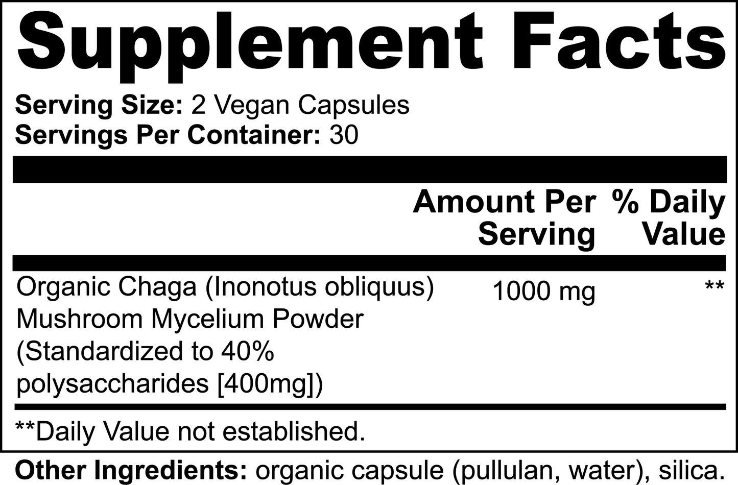 Herbonay Chaga Mushroom 1000mg (60 Veg Capsules)