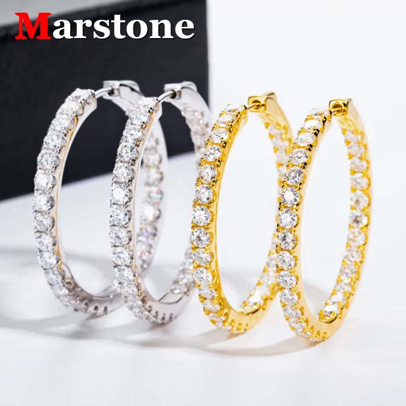 5.6Ct D Color Full Moissanite Diamond Big Hoop Fine Jewelry Lady'S Earrings 925 Sterling Silver Earring for Women Wholesale