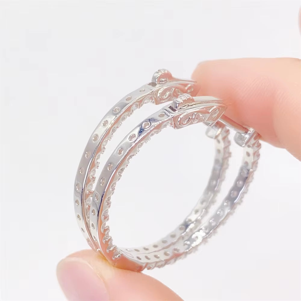 5.6Ct D Color Full Moissanite Diamond Big Hoop Fine Jewelry Lady'S Earrings 925 Sterling Silver Earring for Women Wholesale